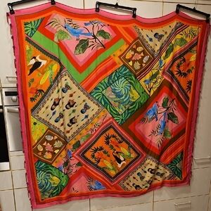 💕FARM RIO💕 Summer Scarf Sarong Swimsuit Cover Up ~ Multi-Color Tropical Print